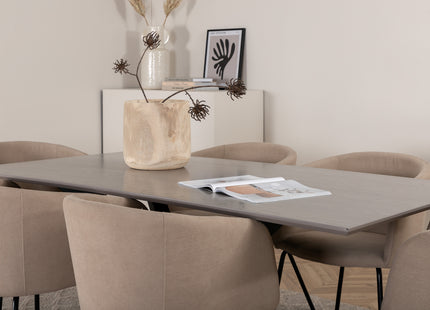 Venture Home Berit & Piazza Matstolar Beige + Rektangulära Matbord 180 x 90 Svart