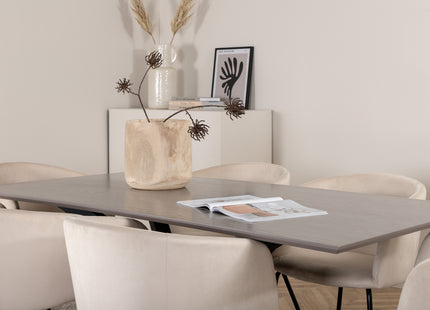 Venture Home Berit & Piazza Matstolar Beige + Rektangulära Matbord 180 x 90 Svart