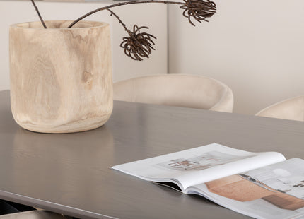 Venture Home Berit & Piazza Matstolar Beige + Rektangulära Matbord 180 x 90 Svart