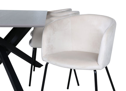Venture Home Berit & Piazza Matstolar Beige + Rektangulära Matbord 180 x 90 Svart
