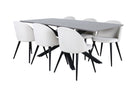 Venture Home Velvet & Piazza Matstolar 2-pack Grädde + Rektangulära Matbord 180 x 90 Svart