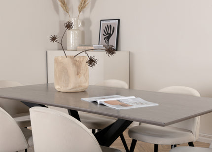 Venture Home Velvet & Piazza Matstolar 2-pack Grädde + Rektangulära Matbord 180 x 90 Svart