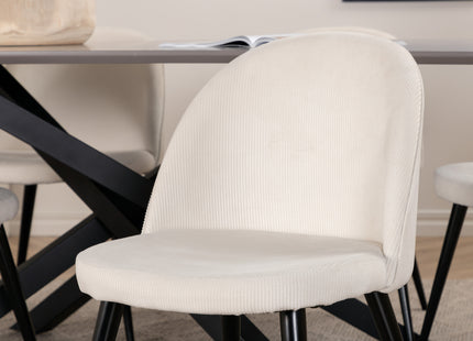 Venture Home Velvet & Piazza Matstolar 2-pack Grädde + Rektangulära Matbord 180 x 90 Svart