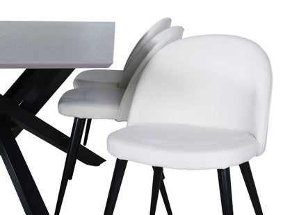 Venture Home Velvet & Piazza Matstolar 2-pack Grädde + Rektangulära Matbord 180 x 90 Svart