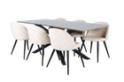 Venture Home Velvet & Piazza Matstolar 2-pack Beige + Rektangulära Matbord 180 x 90 Svart