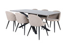 Venture Home Velvet & Piazza Matstolar 2-pack Beige + Rektangulära Matbord 180 x 90 Svart