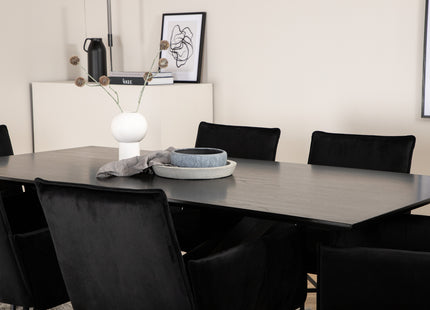 Venture Home Petra & Piazza Matstolar Svart + Rektangulära Matbord 180 x 90 Svart