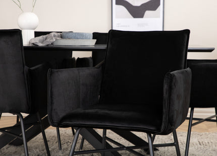 Venture Home Petra & Piazza Matstolar Svart + Rektangulära Matbord 180 x 90 Svart
