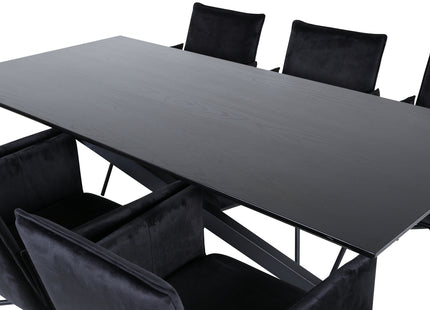 Venture Home Petra & Piazza Matstolar Svart + Rektangulära Matbord 180 x 90 Svart