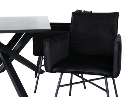 Venture Home Petra & Piazza Matstolar Svart + Rektangulära Matbord 180 x 90 Svart