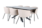 Venture Home Berit & Piazza Matstolar Beige + Rektangulära Matbord 180 x 90 Svart