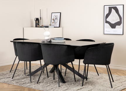 Venture Home Berit & Piazza Matstolar Svart + Rektangulära Matbord 180 x 90 Svart