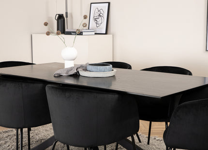 Venture Home Berit & Piazza Matstolar Svart + Rektangulära Matbord 180 x 90 Svart