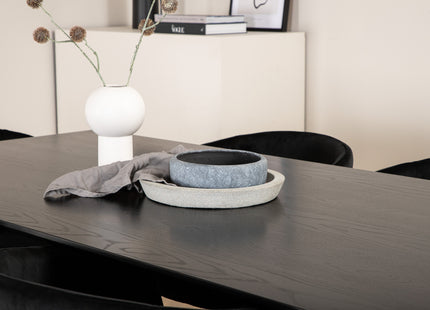 Venture Home Berit & Piazza Matstolar Svart + Rektangulära Matbord 180 x 90 Svart