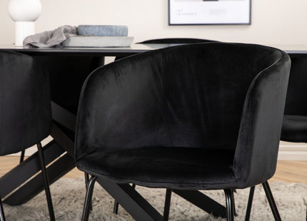 Venture Home Berit & Piazza Matstolar Svart + Rektangulära Matbord 180 x 90 Svart