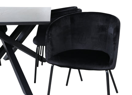 Venture Home Berit & Piazza Matstolar Svart + Rektangulära Matbord 180 x 90 Svart