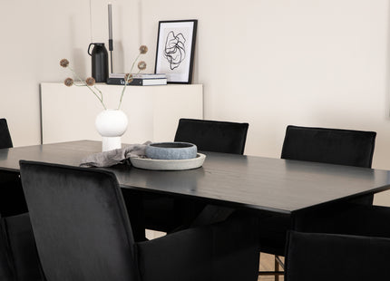 Venture Home Petra & Piazza Matstolar Svart + Rektangulära Matbord 180 x 90 Svart