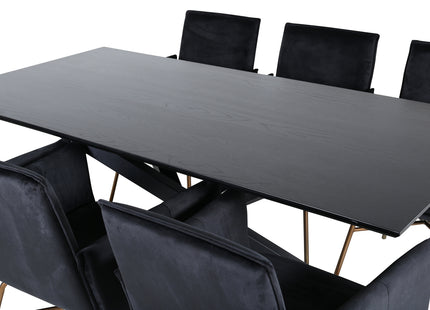 Venture Home Petra & Piazza Matstolar Svart + Rektangulära Matbord 180 x 90 Svart