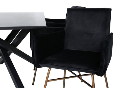 Venture Home Petra & Piazza Matstolar Svart + Rektangulära Matbord 180 x 90 Svart