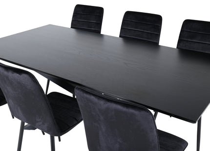 Venture Home Windu & Piazza Matstolar 2-pack Svart + Rektangulära Matbord 180 x 90 Svart