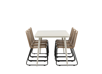 Venture Home Lina & Lindos Matgrupp Utomhus Med 6st Matstolar Beige/Brun