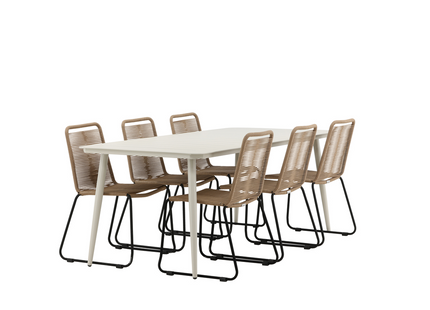 Venture Home Lina & Lindos Matgrupp Utomhus Med 6st Matstolar Beige/Brun