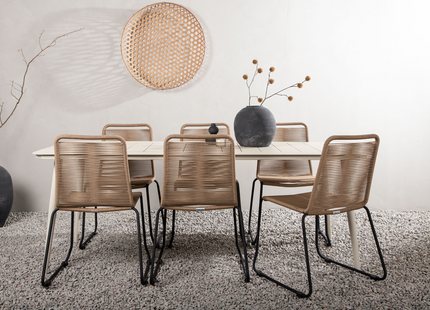 Venture Home Lina & Lindos Matgrupp Utomhus Med 6st Matstolar Beige/Brun