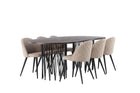 Venture Home & Furniture Fashion Velvet & Stone Matstolar 2-pack Beige + Ovala Matbord 220 x 100 Mocca