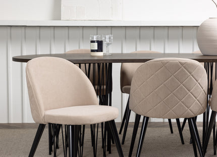 Venture Home & Furniture Fashion Velvet & Stone Matstolar 2-pack Beige + Ovala Matbord 220 x 100 Mocca