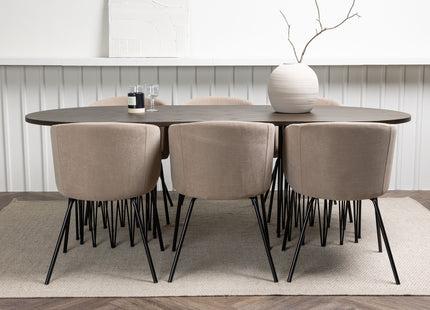 Venture Home & Furniture Fashion Berit & Stone Matstolar Beige + Ovala Matbord 220 x 100 Mocca