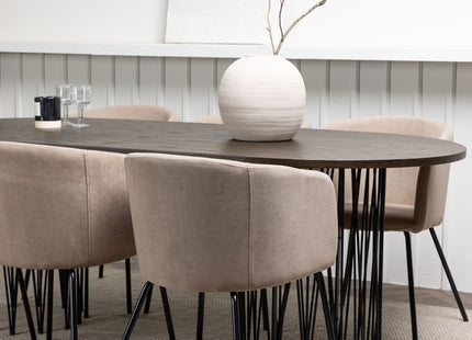 Venture Home & Furniture Fashion Berit & Stone Matstolar Beige + Ovala Matbord 220 x 100 Mocca