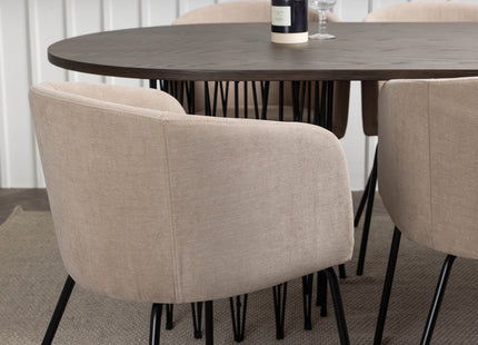 Venture Home & Furniture Fashion Berit & Stone Matstolar Beige + Ovala Matbord 220 x 100 Mocca