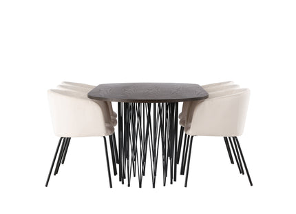 Venture Home & Furniture Fashion Berit & Stone Matstolar Beige + Ovala Matbord 220 x 100 Mocca