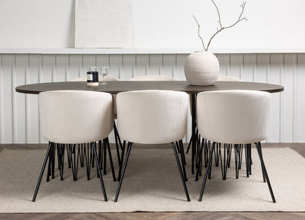 Venture Home & Furniture Fashion Berit & Stone Matstolar Beige + Ovala Matbord 220 x 100 Mocca