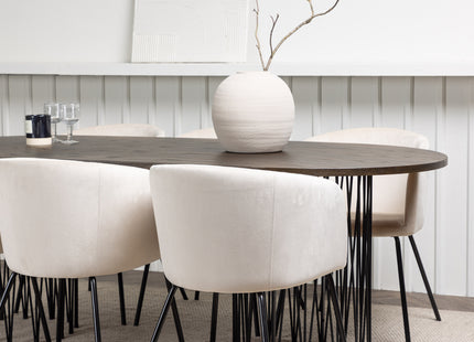 Venture Home & Furniture Fashion Berit & Stone Matstolar Beige + Ovala Matbord 220 x 100 Mocca
