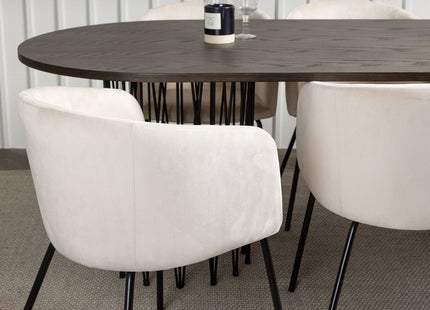 Venture Home & Furniture Fashion Berit & Stone Matstolar Beige + Ovala Matbord 220 x 100 Mocca