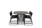 Venture Home & Furniture Fashion Kenth & Stone Matstolar 2-pack Svart + Ovala Matbord 220 x 100 Mocca