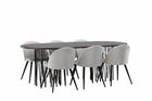 Venture Home & Furniture Fashion Velvet & Stone Matstolar 2-pack Grå + Ovala Matbord 220 x 100 Mocca