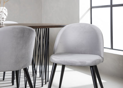 Venture Home & Furniture Fashion Velvet & Stone Matstolar 2-pack Grå + Ovala Matbord 220 x 100 Mocca