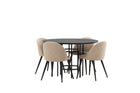 Venture Home & Furniture Fashion Velvet & Copenhagen Matstolar 2-pack Beige + Runda Matbord ⌀115 Svart