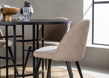 Venture Home & Furniture Fashion Velvet & Copenhagen Matstolar 2-pack Beige + Runda Matbord ⌀115 Svart