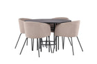 Venture Home & Furniture Fashion Berit & Copenhagen Matstolar Beige + Runda Matbord ⌀115 Svart