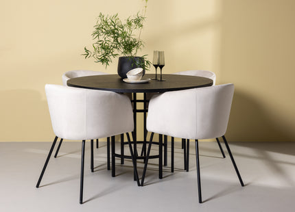 Venture Home & Furniture Fashion Berit & Copenhagen Matstolar Beige + Runda Matbord ⌀115 Svart