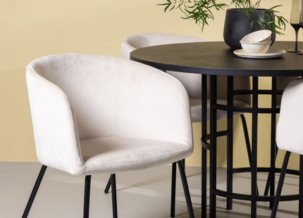 Venture Home & Furniture Fashion Berit & Copenhagen Matstolar Beige + Runda Matbord ⌀115 Svart
