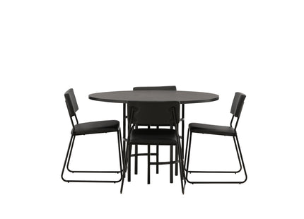 Venture Home & Furniture Fashion Kenth & Copenhagen Matstolar 2-pack Svart + Runda Matbord ⌀115 Svart