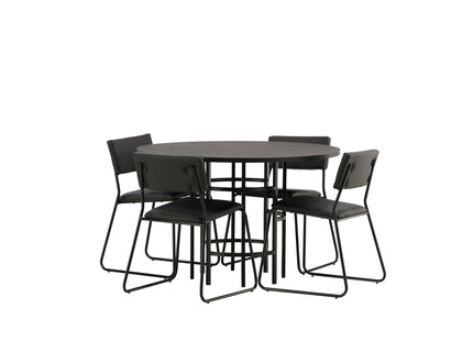 Venture Home & Furniture Fashion Kenth & Copenhagen Matstolar 2-pack Svart + Runda Matbord ⌀115 Svart