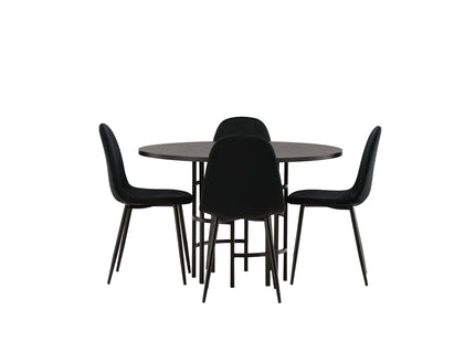 Venture Home & Furniture Fashion Polar & Copenhagen Matstolar 2-pack Svart + Runda Matbord ⌀115 Svart