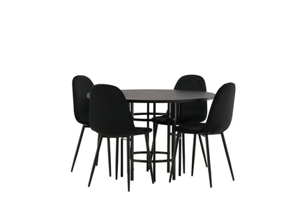 Venture Home & Furniture Fashion Polar & Copenhagen Matstolar 2-pack Svart + Runda Matbord ⌀115 Svart