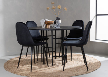 Venture Home & Furniture Fashion Polar & Copenhagen Matstolar 2-pack Svart + Runda Matbord ⌀115 Svart