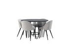 Venture Home & Furniture Fashion Velvet & Copenhagen Matstolar 2-pack Grå + Runda Matbord ⌀115 Svart